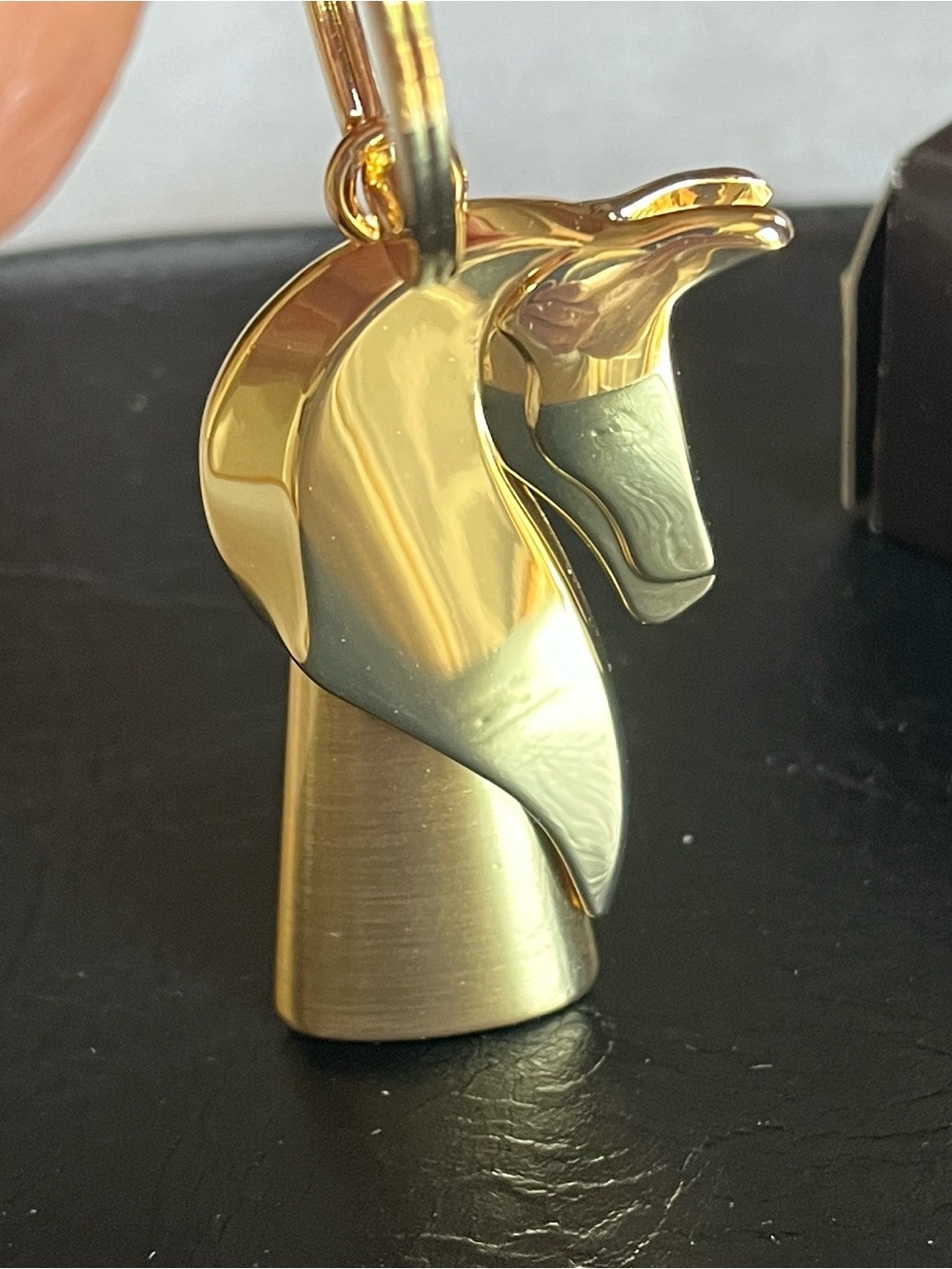 Burberry Gold Horse Head Key Holder with Split Ring